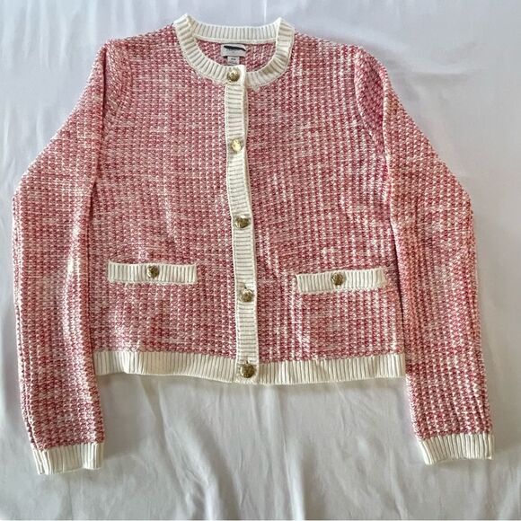 J Crew Factory Popcorn Stitch Lady Jacket Cardigan Sweater Size XS in Pink - Picture 4 of 11